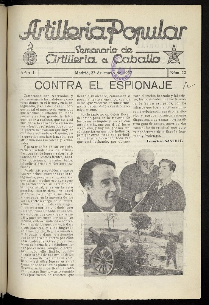 Miniatura de Artilleria Popular del 27 de mayo de 1937