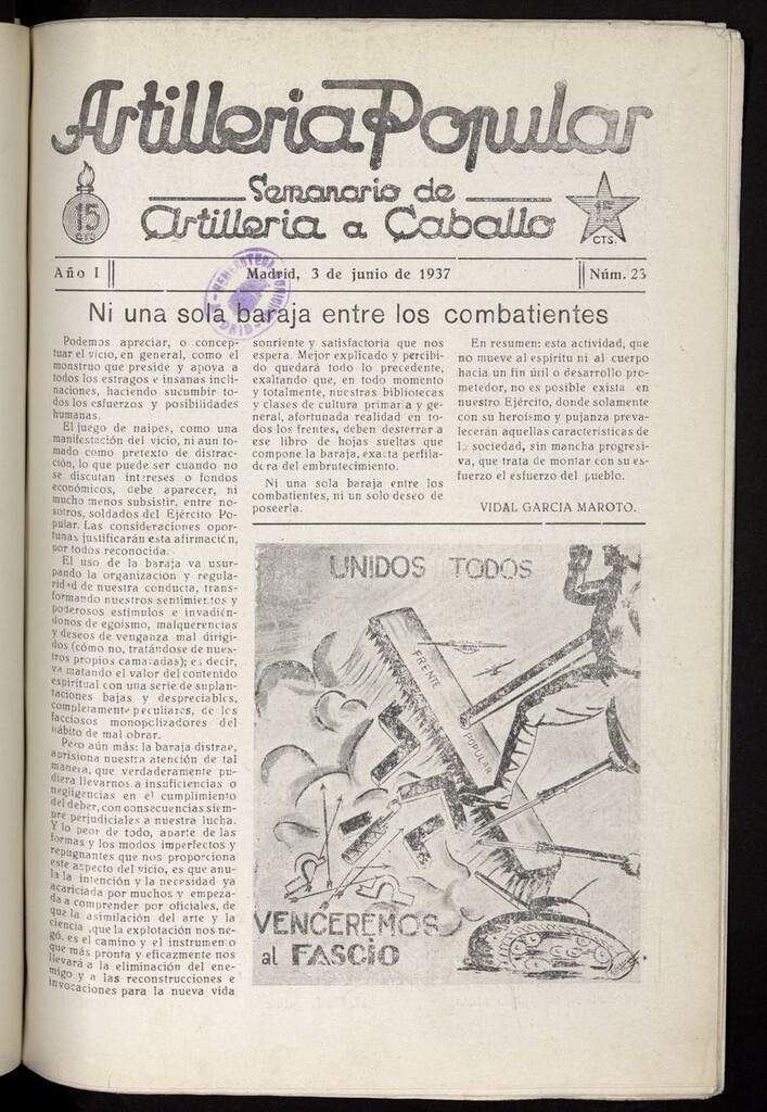 Miniatura de Artilleria Popular del 3 de junio de 1937
