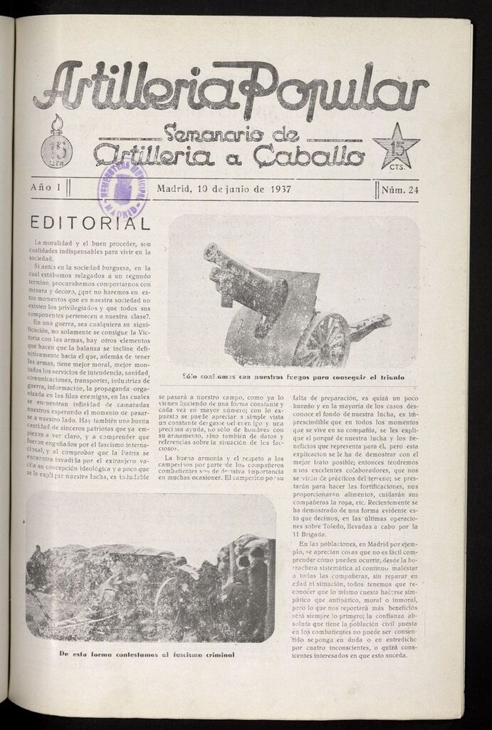 Miniatura de Artilleria Popular del 10 de junio de 1937