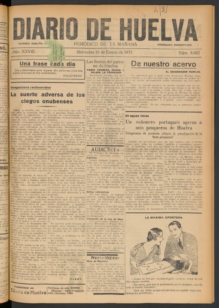 Miniatura de Diario de Huelva : periódico independiente del 16 de enero de 1935
