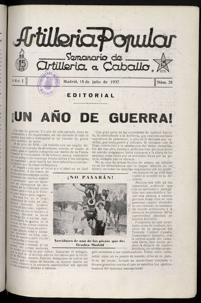 Miniatura de Artilleria Popular del 18 de julio de 1937