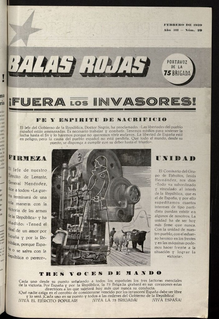 Miniatura de Balas Rojas: Portavoz de la 75 Brigada Mixta de febrero de 1939