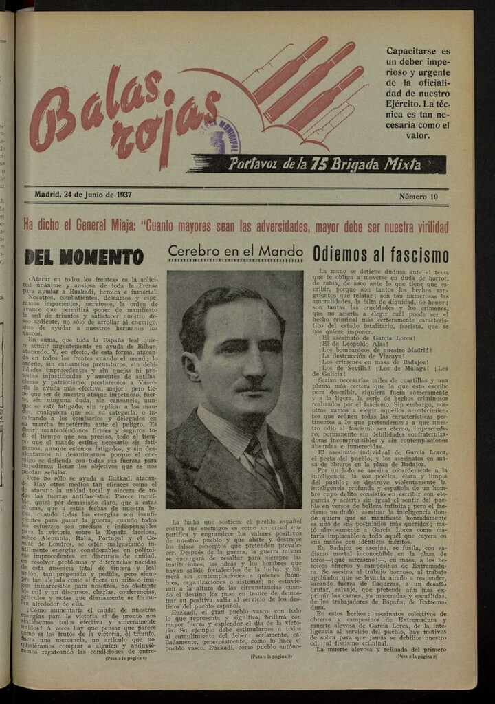 Miniatura de Balas Rojas: Portavoz de la 75 Brigada Mixta del 24 de junio de 1937