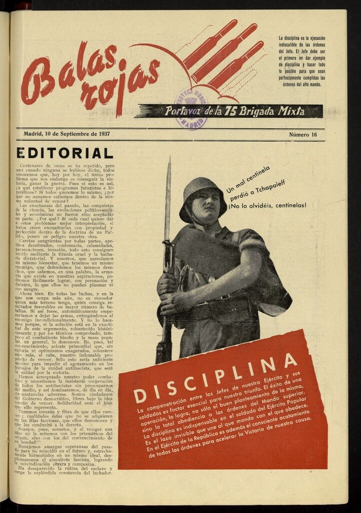Miniatura de Balas Rojas: Portavoz de la 75 Brigada Mixta del 10 de septiembre de 1937