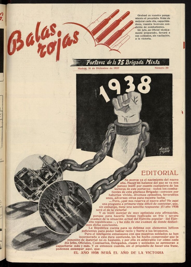 Miniatura de Balas Rojas: Portavoz de la 75 Brigada Mixta del 31 de diciembre de 1937