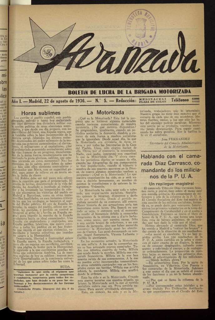 Miniatura de Avanzada (Madrid. 1936) del 22 de agosto de 1936