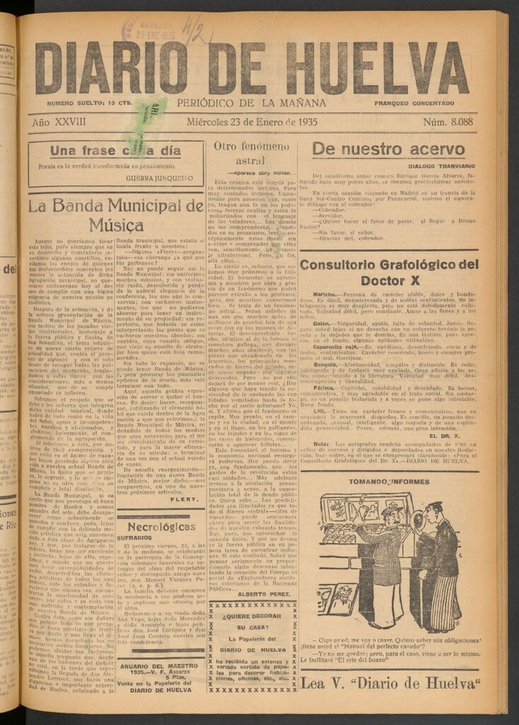 Miniatura de Diario de Huelva : periódico independiente del 23 de enero de 1935