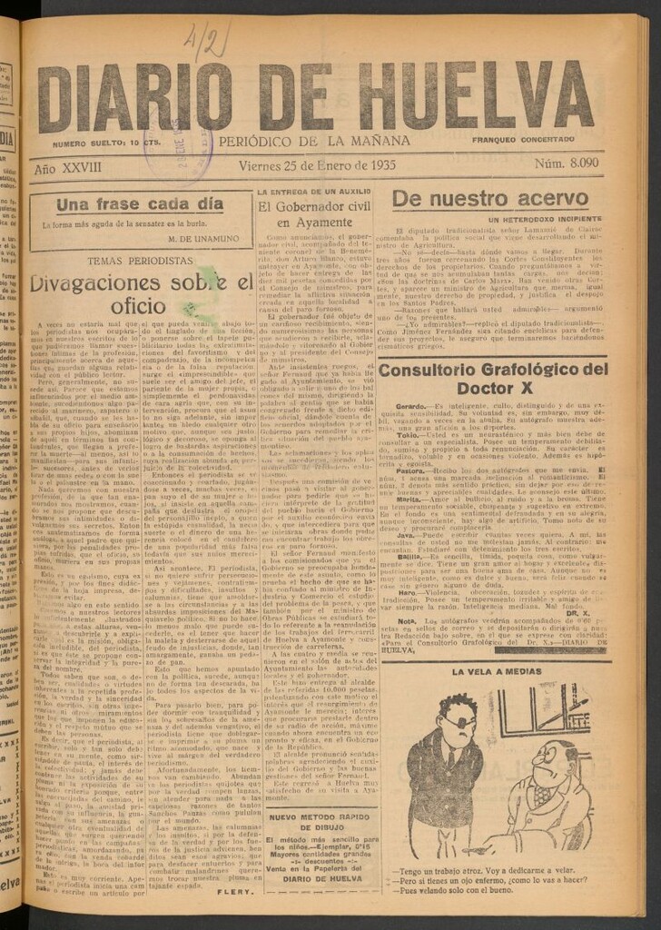 Miniatura de Diario de Huelva : periódico independiente del 25 de enero de 1935