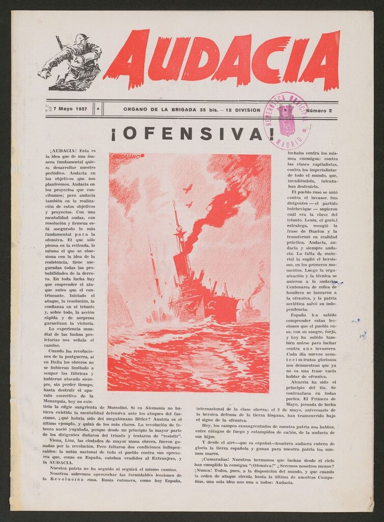 Miniatura de Audacia: Organo de la Brigada 35 bis del 7 de mayo de 1937