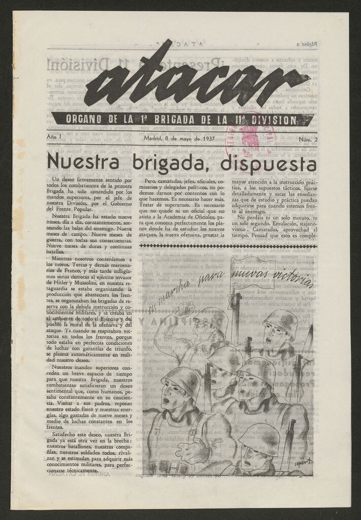 Miniatura de Atacar: Organo de la 1ª Brigada de la 11ª División del 8 de mayo de 1937