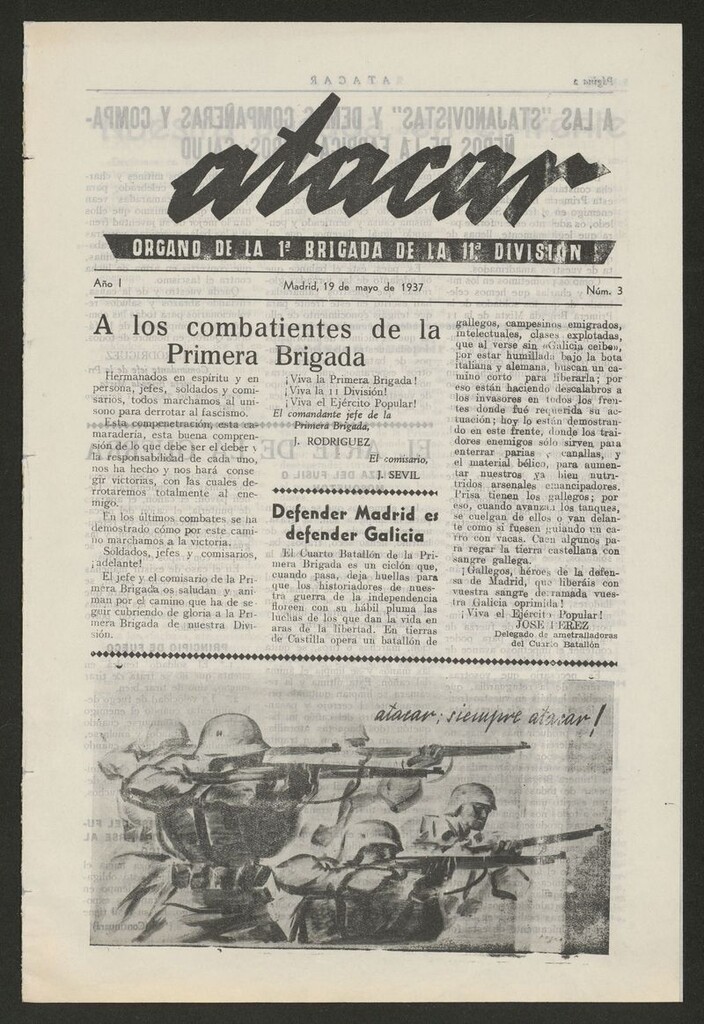 Miniatura de Atacar: Organo de la 1ª Brigada de la 11ª División del 19 de mayo de 1937