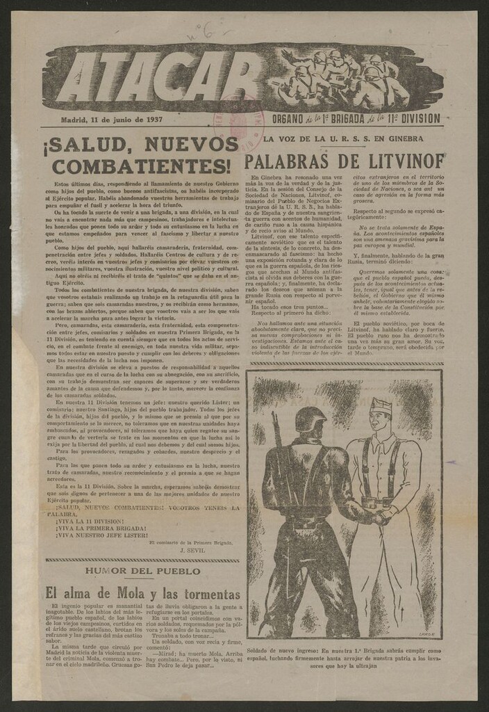 Miniatura de Atacar: Organo de la 1ª Brigada de la 11ª División del 11 de junio de 1937