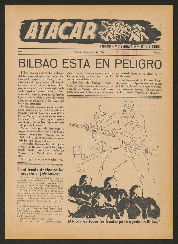 Miniatura de Atacar: Organo de la 1ª Brigada de la 11ª División del 18 de junio de 1937