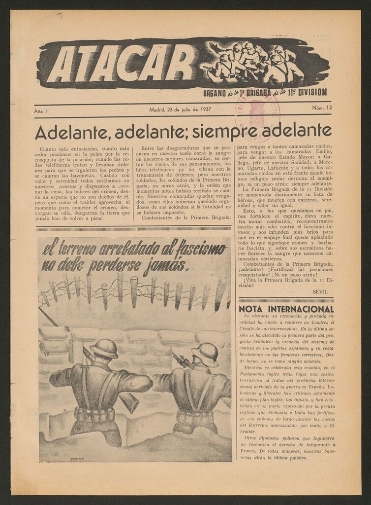 Miniatura de Atacar: Organo de la 1ª Brigada de la 11ª División del 23 de julio de 1937