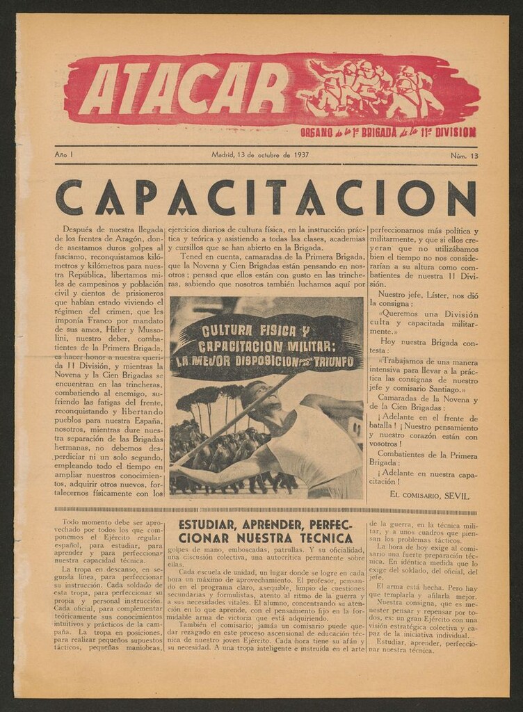 Miniatura de Atacar: Organo de la 1ª Brigada de la 11ª División del 13 de octubre de 1937