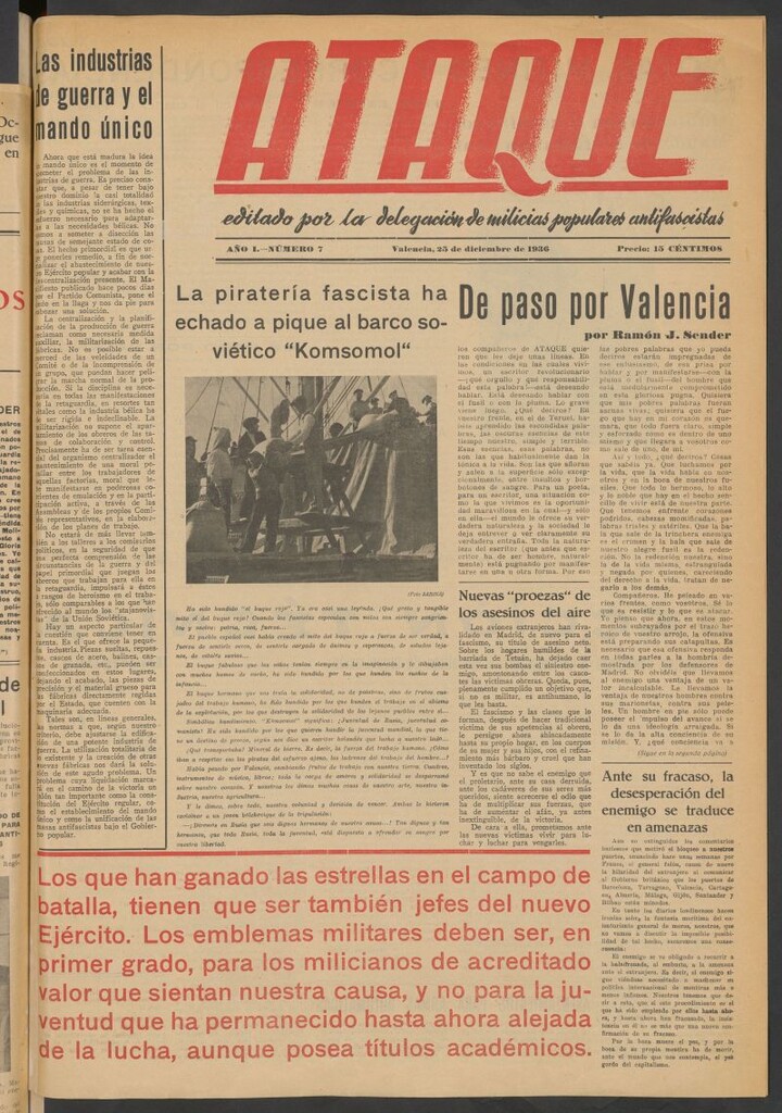 Miniatura de Ataque : Periódico de Guerra del 25 de diciembre de 1936