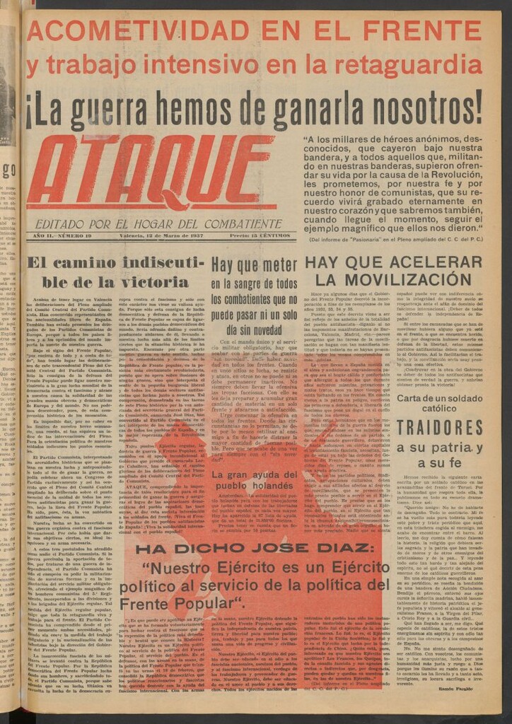 Miniatura de Ataque : Periódico de Guerra del 12 de marzo de 1937