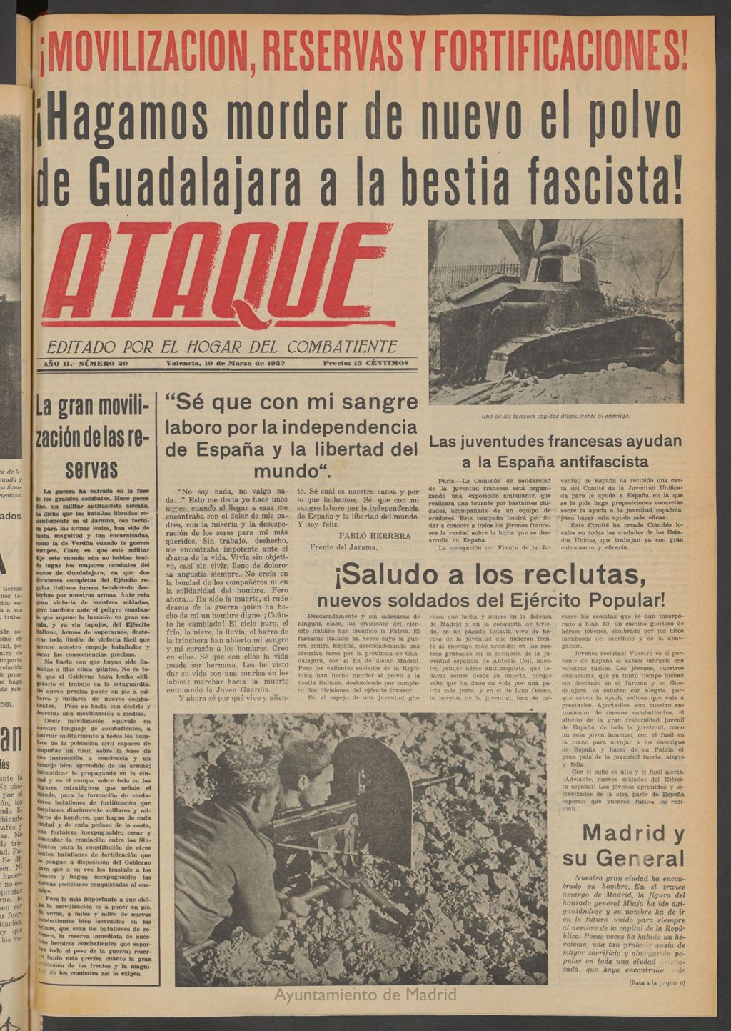 Miniatura de Ataque : Periódico de Guerra del 19 de marzo de 1937
