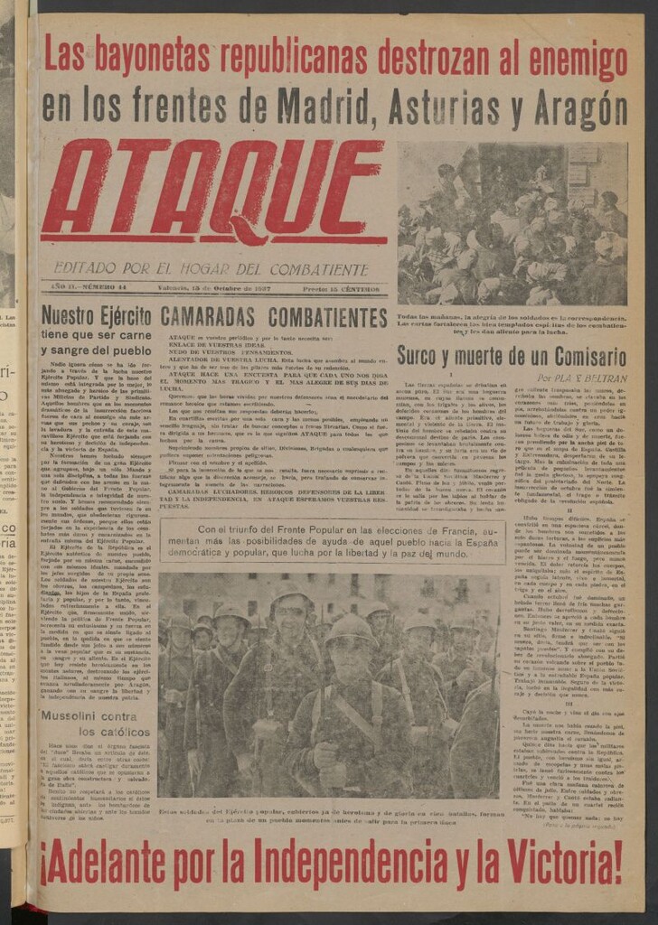 Miniatura de Ataque : Periódico de Guerra del 15 de octubre de 1937