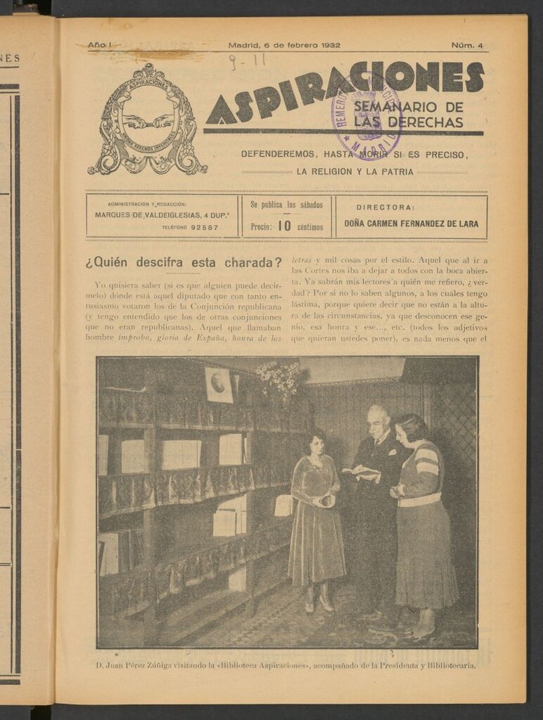 Miniatura de Aspiraciones: Semanario de las derechas del 6 de febrero de 1932