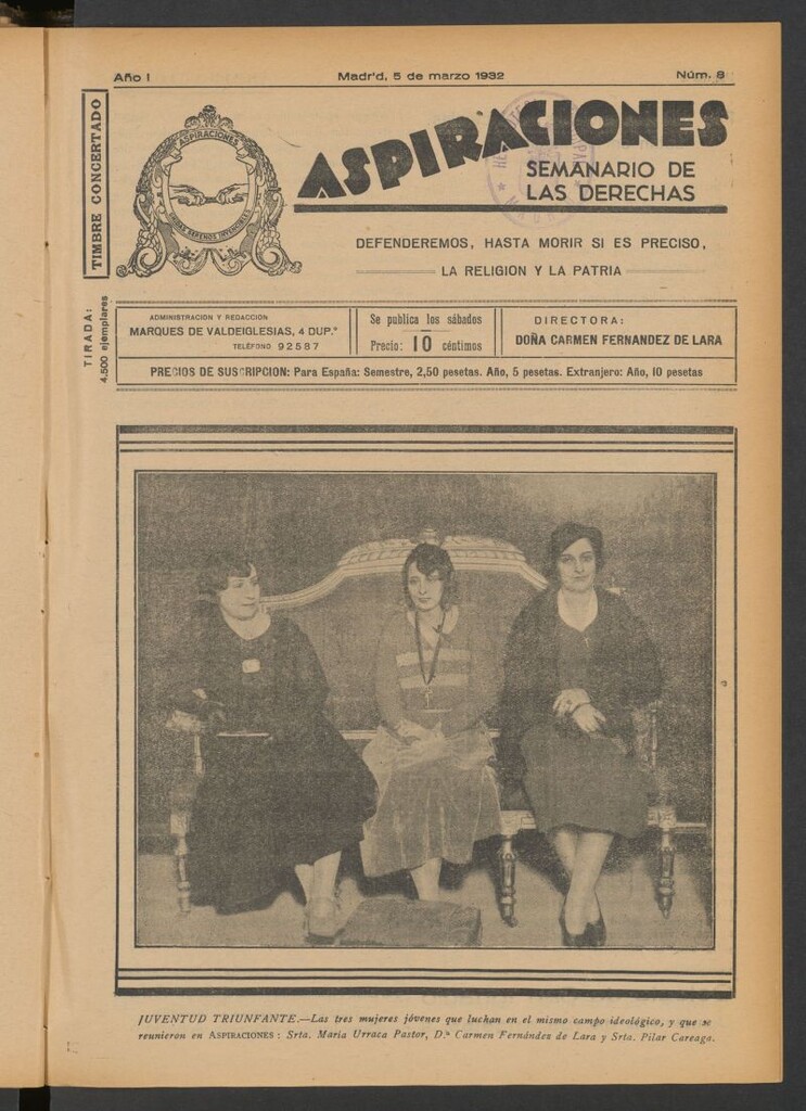 Miniatura de Aspiraciones: Semanario de las derechas del 5 de marzo de 1932