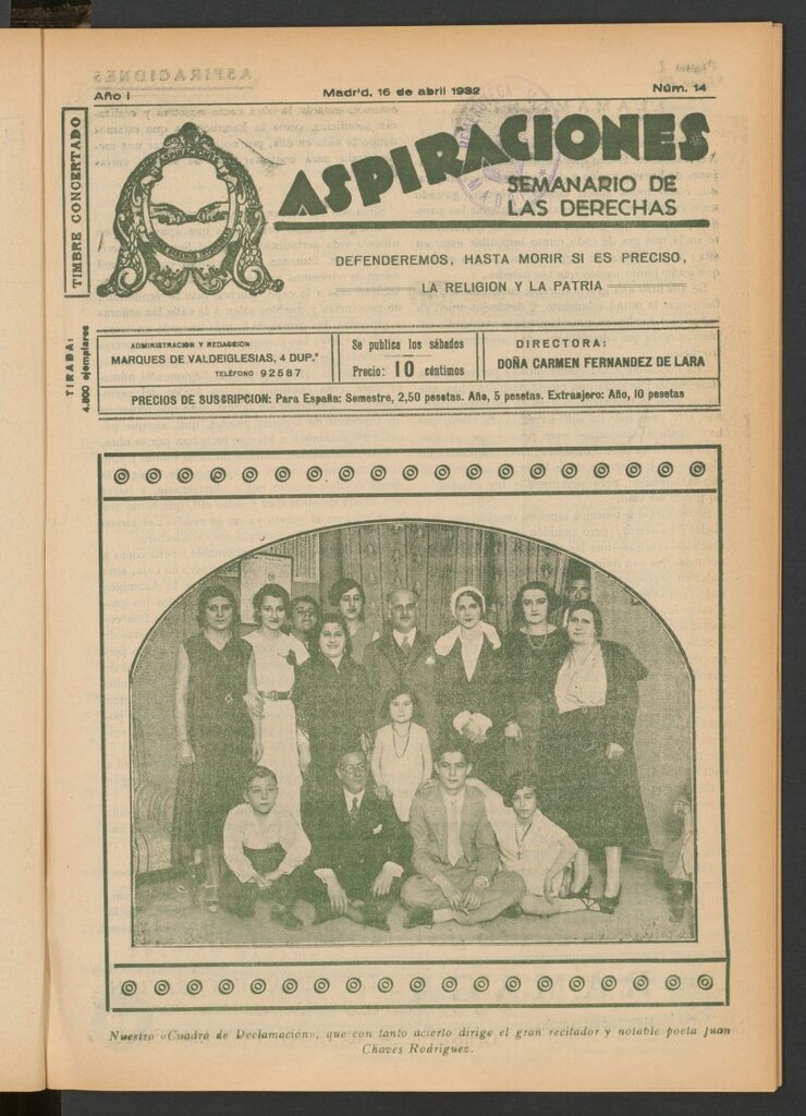 Miniatura de Aspiraciones: Semanario de las derechas del 16 de abril de 1932