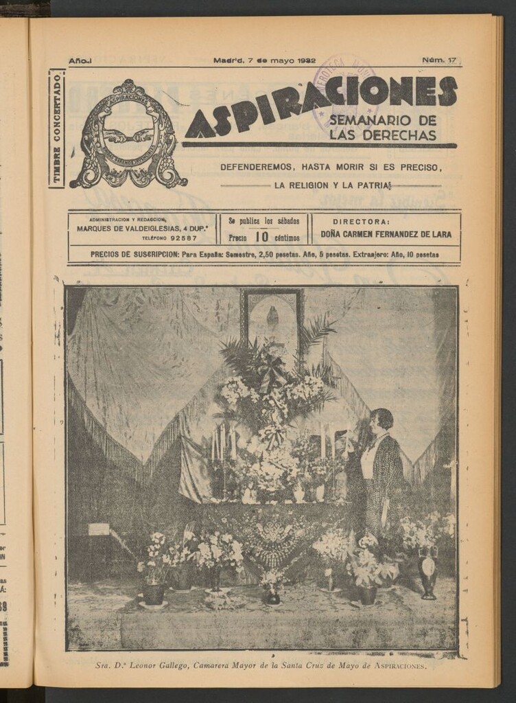 Miniatura de Aspiraciones: Semanario de las derechas del 7 de mayo de 1932