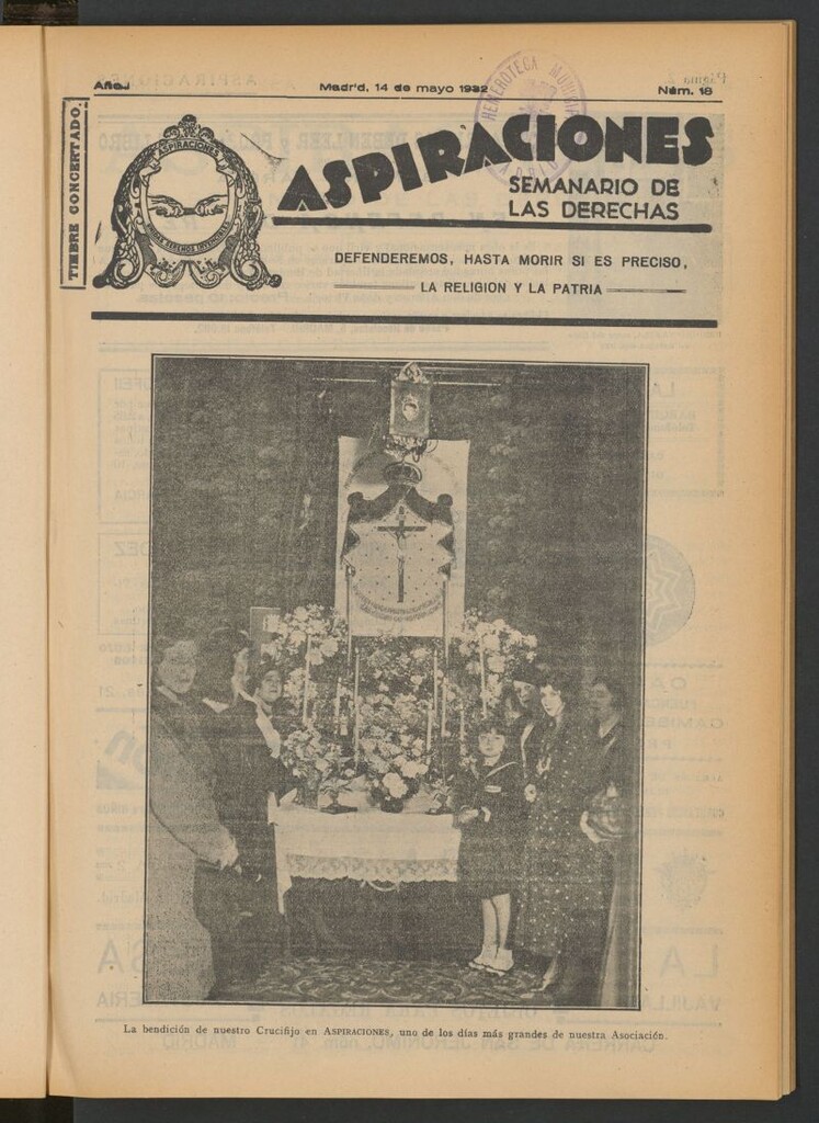 Miniatura de Aspiraciones: Semanario de las derechas del 14 de mayo de 1932