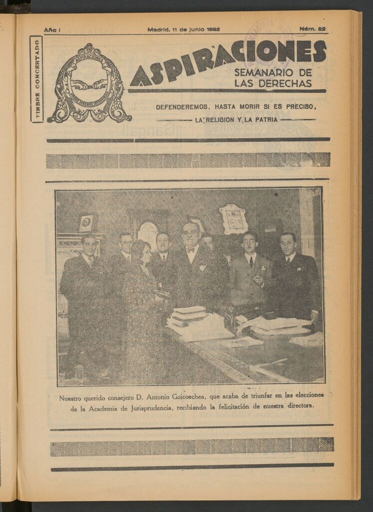 Miniatura de Aspiraciones: Semanario de las derechas del 11 de junio de 1932