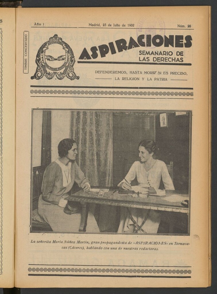 Miniatura de Aspiraciones: Semanario de las derechas del 23 de julio de 1932