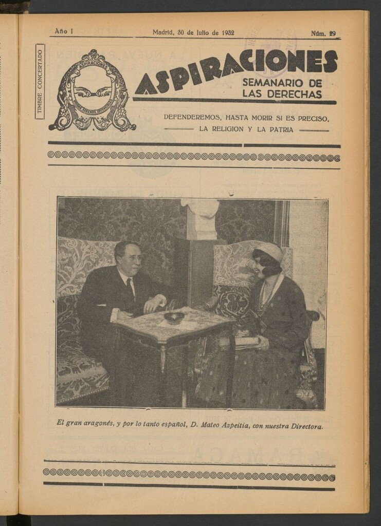 Miniatura de Aspiraciones: Semanario de las derechas del 30 de julio de 1932
