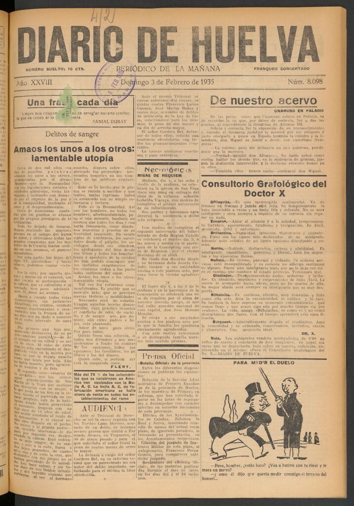 Miniatura de Diario de Huelva : periódico independiente del 3 de febrero de 1935