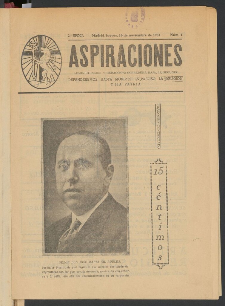 Miniatura de Aspiraciones: Semanario de las derechas del 16 de noviembre de 1933