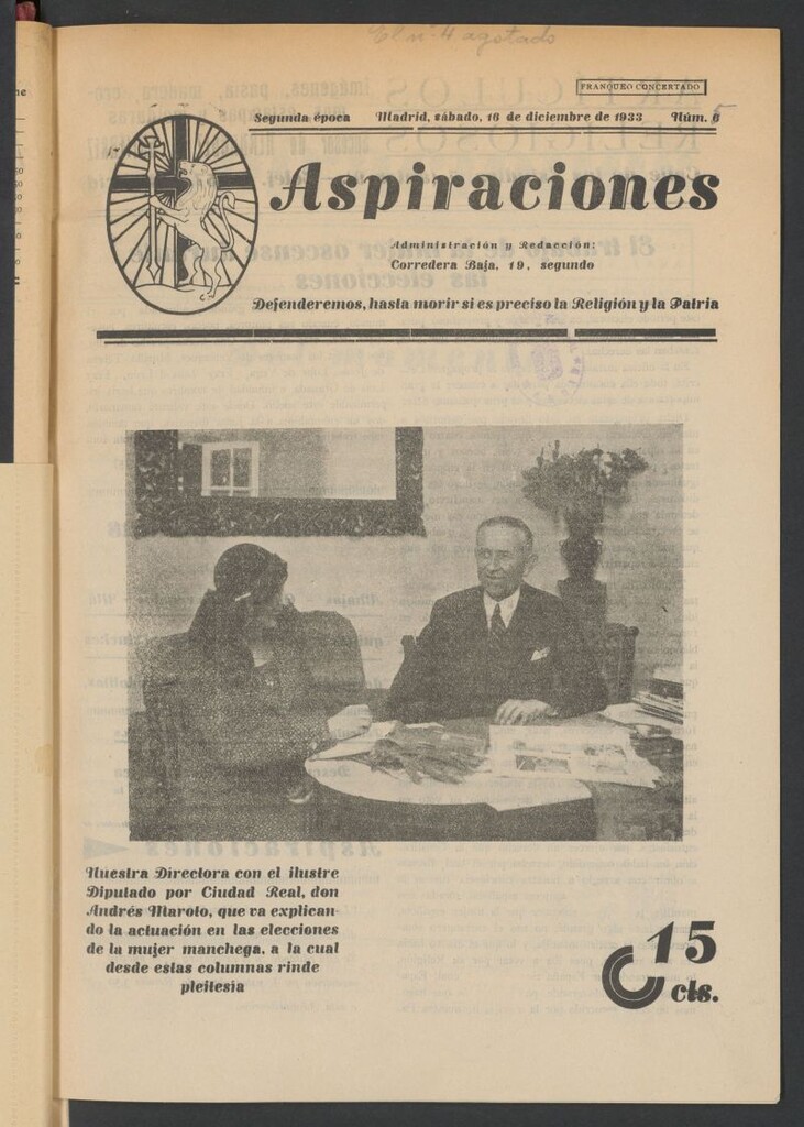 Miniatura de Aspiraciones: Semanario de las derechas del 16 de diciembre de 1933
