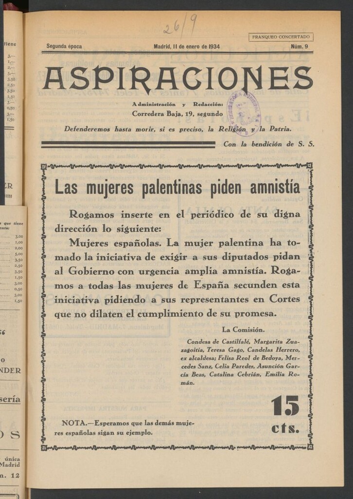 Miniatura de Aspiraciones: Semanario de las derechas del 11 de enero de 1934