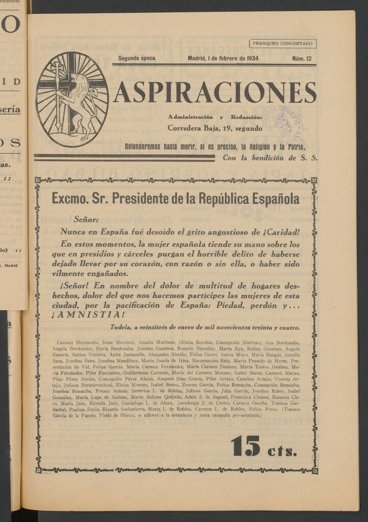 Miniatura de Aspiraciones: Semanario de las derechas del 1 de febrero de 1934