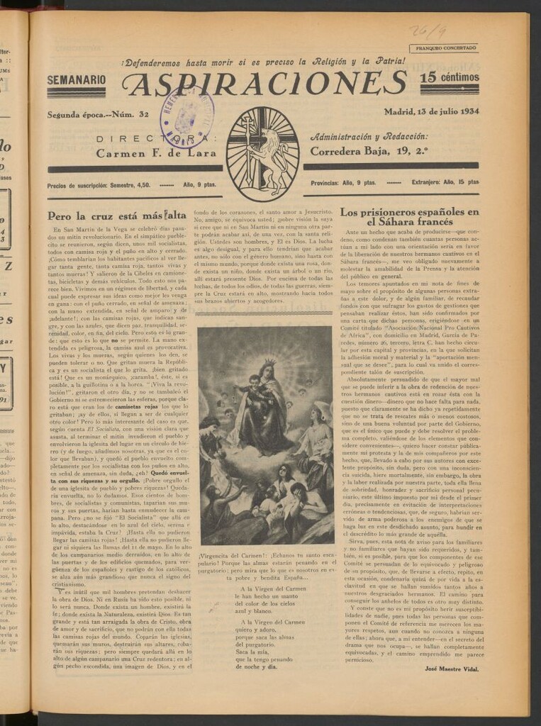 Miniatura de Aspiraciones: Semanario de las derechas del 13 de julio de 1934