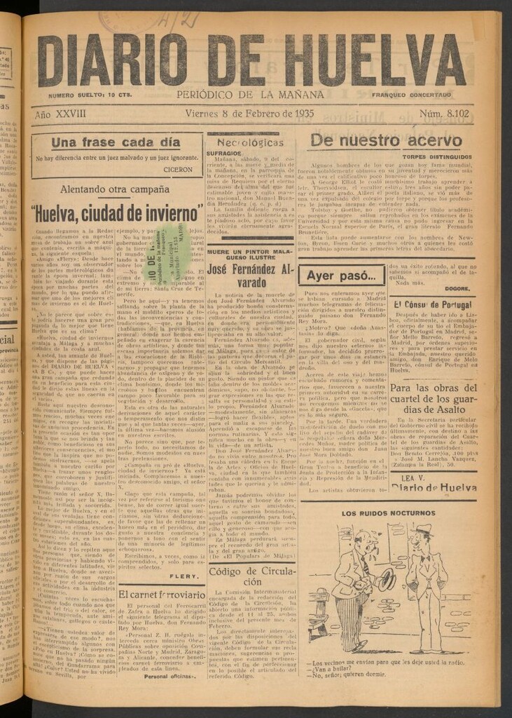 Miniatura de Diario de Huelva : periódico independiente del 8 de febrero de 1935