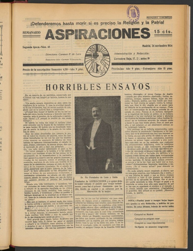 Miniatura de Aspiraciones: Semanario de las derechas del 24 de noviembre de 1934