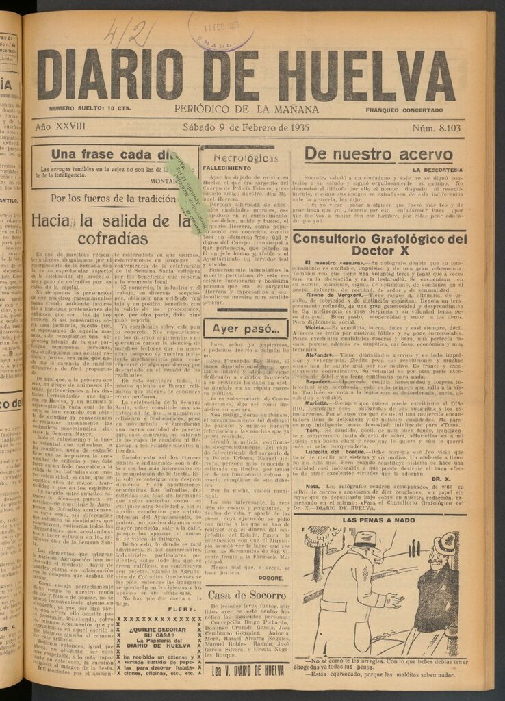 Miniatura de Diario de Huelva : periódico independiente del 9 de febrero de 1935