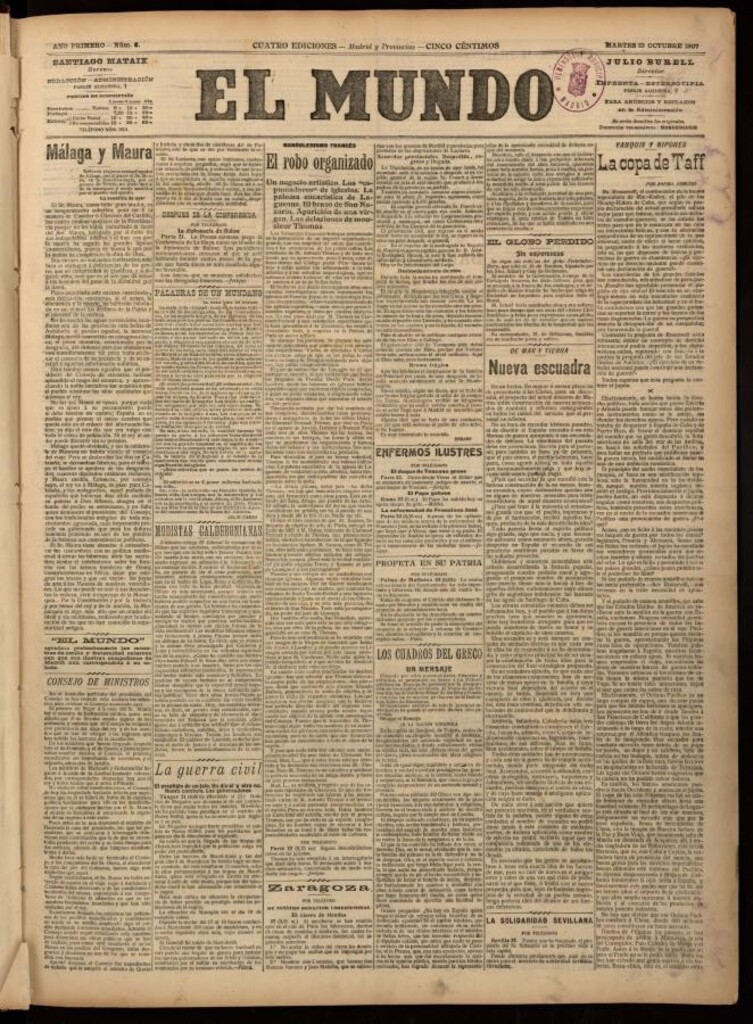 Miniatura de El Mundo del 22 de octubre de 1907, edición de Madrid