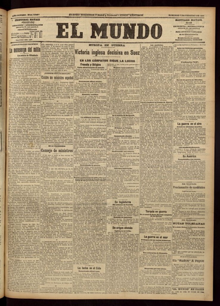 Miniatura de El Mundo del 7 de febrero de 1915
