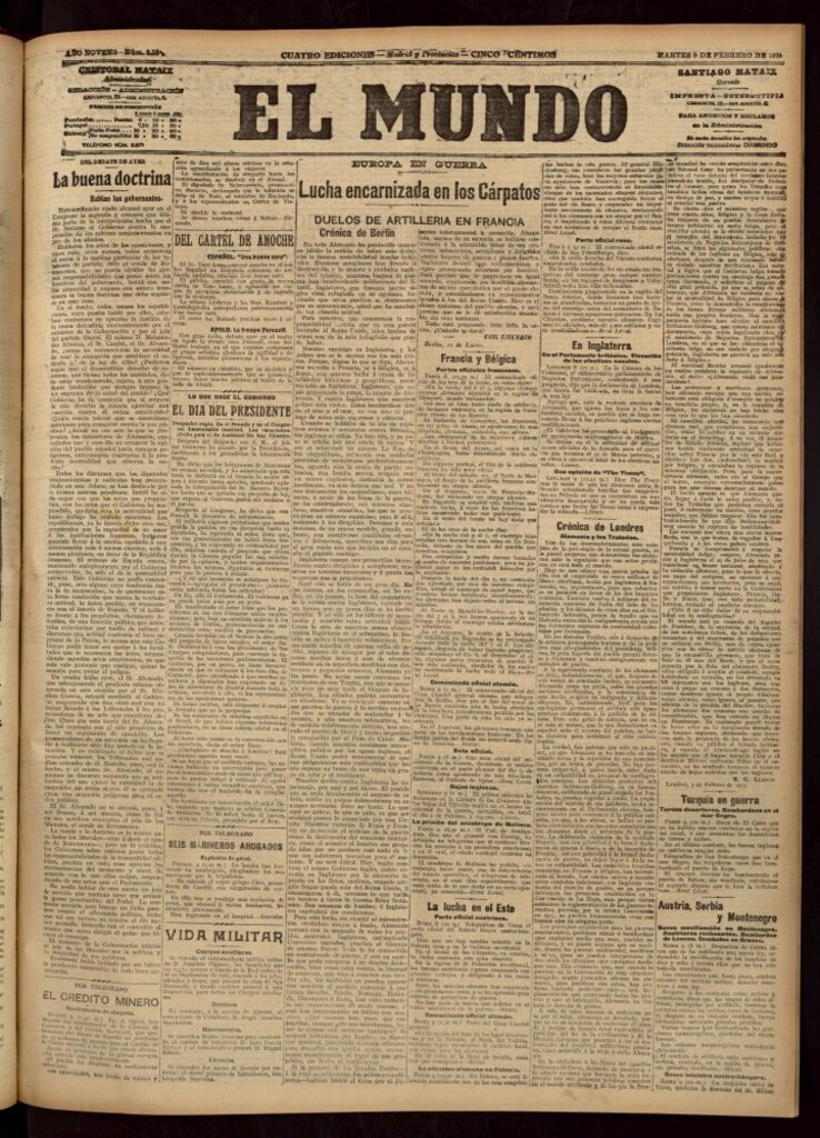 Miniatura de El Mundo del 9 de febrero de 1915