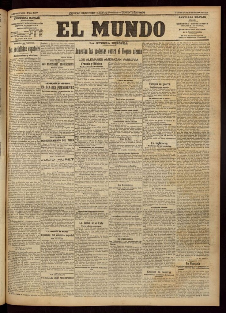 Miniatura de El Mundo del 15 de febrero de 1915