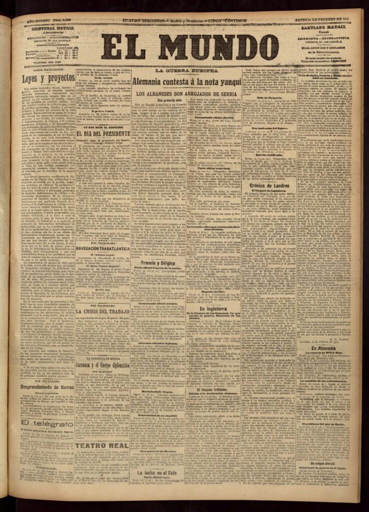 Miniatura de El Mundo del 16 de febrero de 1915