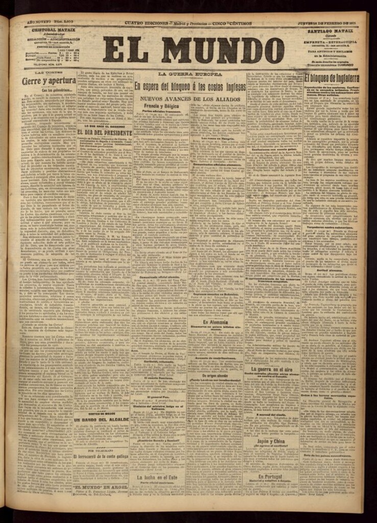 Miniatura de El Mundo del 18 de febrero de 1915