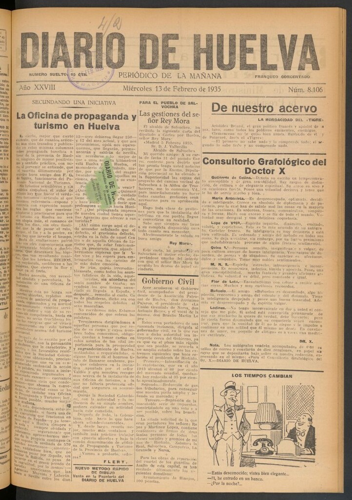 Miniatura de Diario de Huelva : periódico independiente del 13 de febrero de 1935