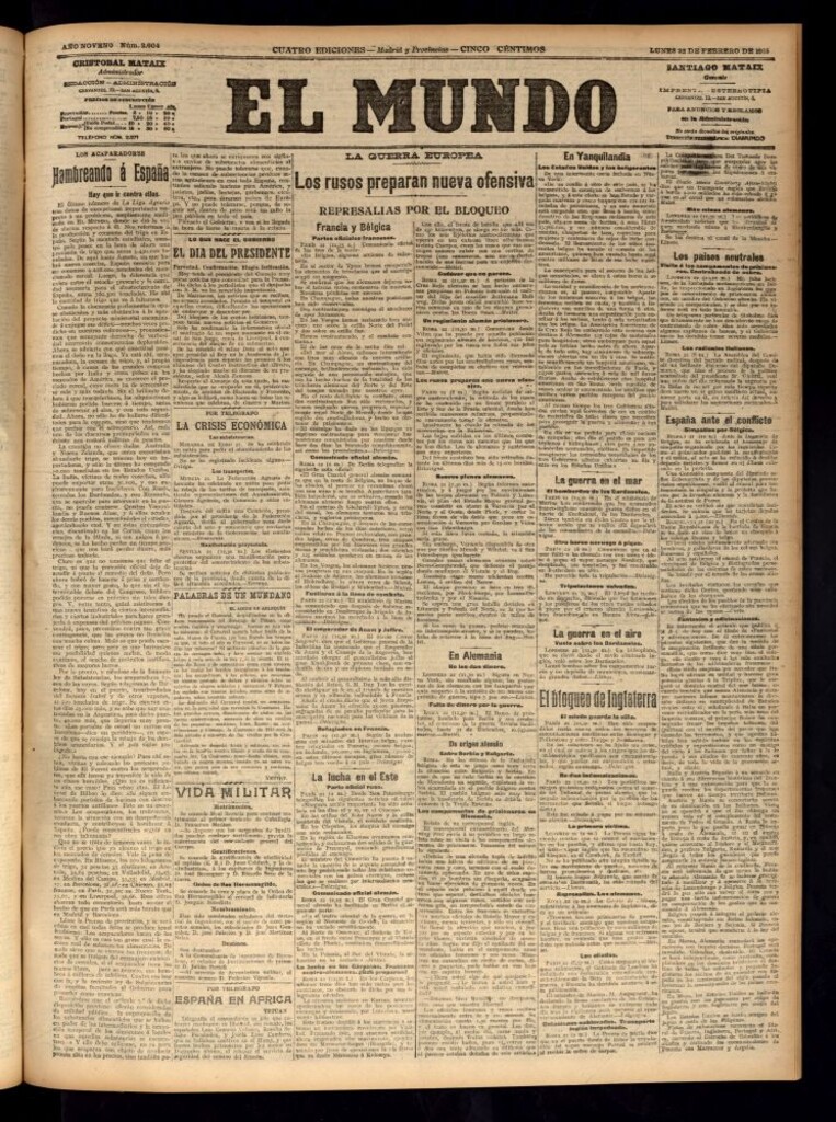 Miniatura de El Mundo del 22 de febrero de 1915