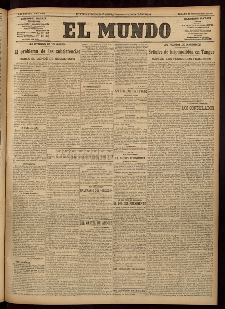 Miniatura de El Mundo del 27 de febrero de 1915