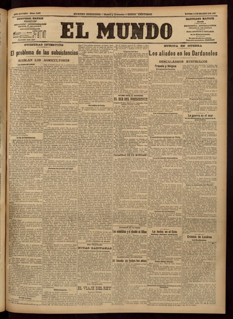 Miniatura de El Mundo del 1 de marzo de 1915